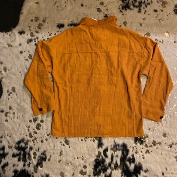 WOMEN’S Mustard corduroy button down shacket top - Picture 3 of 5